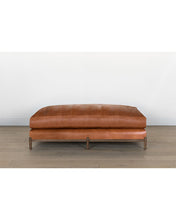 Load image into Gallery viewer, Morrison Wood Base Large Leather Ottoman